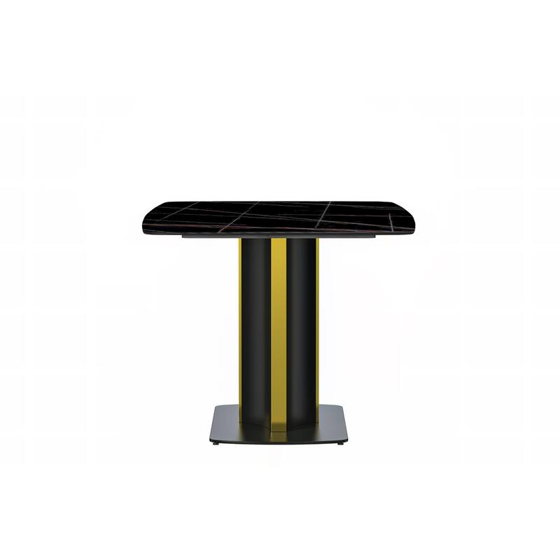 Sylva Dining Table Rectangular Tabletop in Gold Pedestal Base