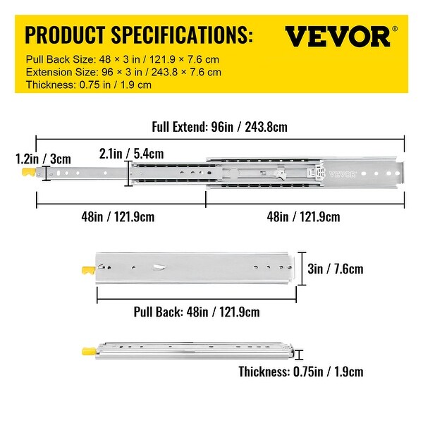VEVOR Drawer Slides with Lock 1 Pair Heavy-Duty Industrial Steel