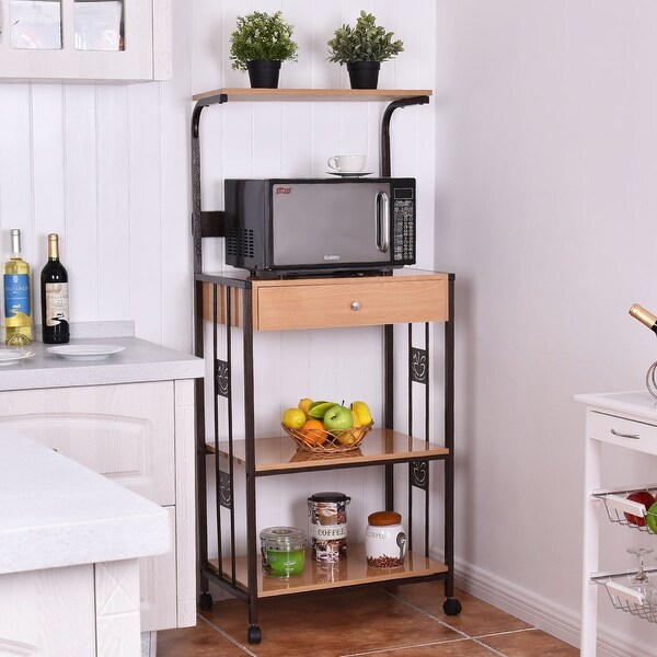 Costway 59'' Bakers Rack Microwave Stand Rolling Kitchen Storage Cart w