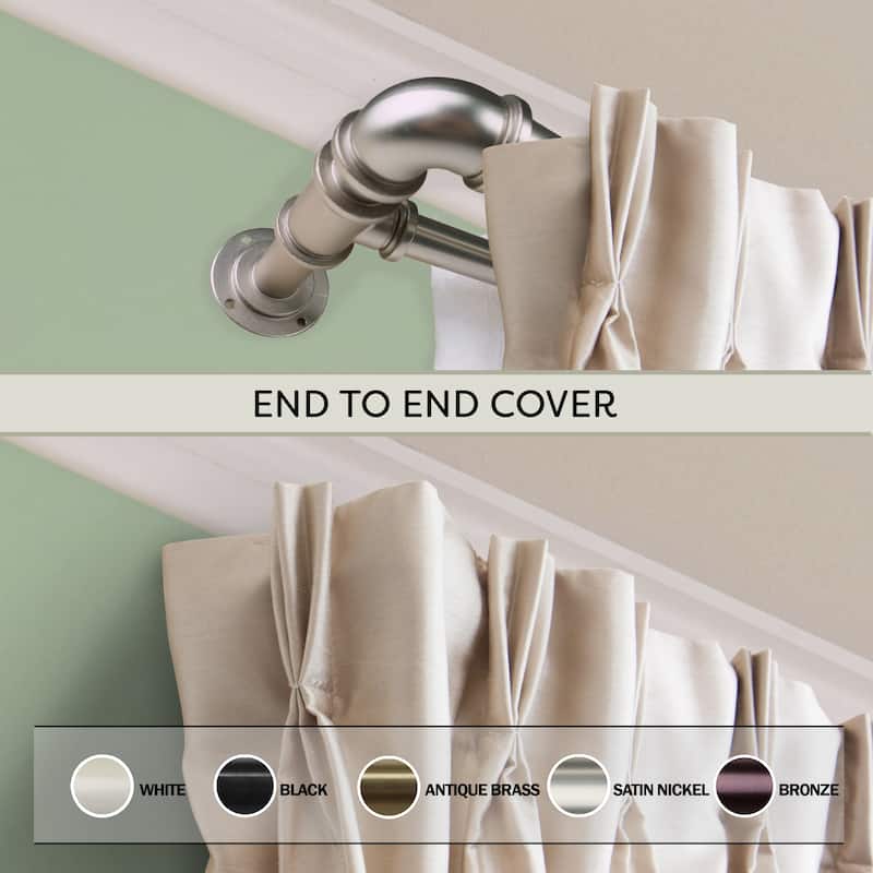 InStyleDesign Industrial Steel Pipe 1-inch Double Adjustable Curtain Rod - 28-48 inches - Satin Nickel