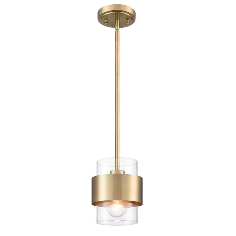 Rhodes Brass Modern Adjustable Height Pendant Light Industrial Mini Cylinder Shade - Brass