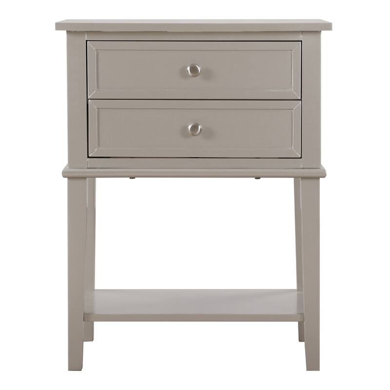 Silver Champagne Nightstand 28x22x16 Contemporary Bedside Table with Open Shelf, Stylish Durable Storage Solution