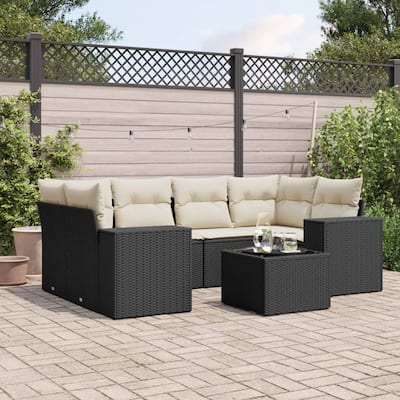 vidaXL Garden Sofa Set Black PE rattan Large Modular Garden Sofa Set - 24.4 x 32.7 x 27.2