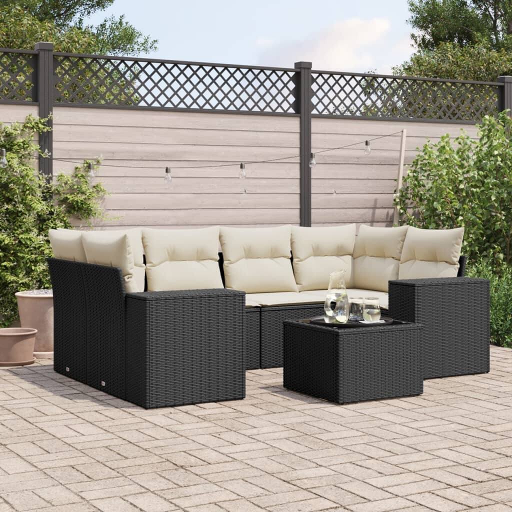 vidaXL Garden Sofa Set Black PE rattan Large Modular Garden Sofa Set - 24.4 x 32.7 x 27.2