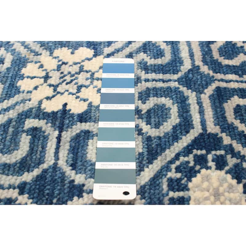 ECARPETGALLERY Hand-knotted Mystique Dark Blue Wool Rug - 4' 2" x 5' 11"