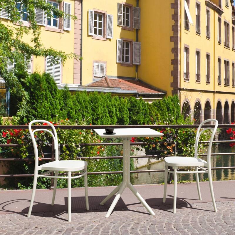 33.5" White Patio Armless Stackable Dining Chair