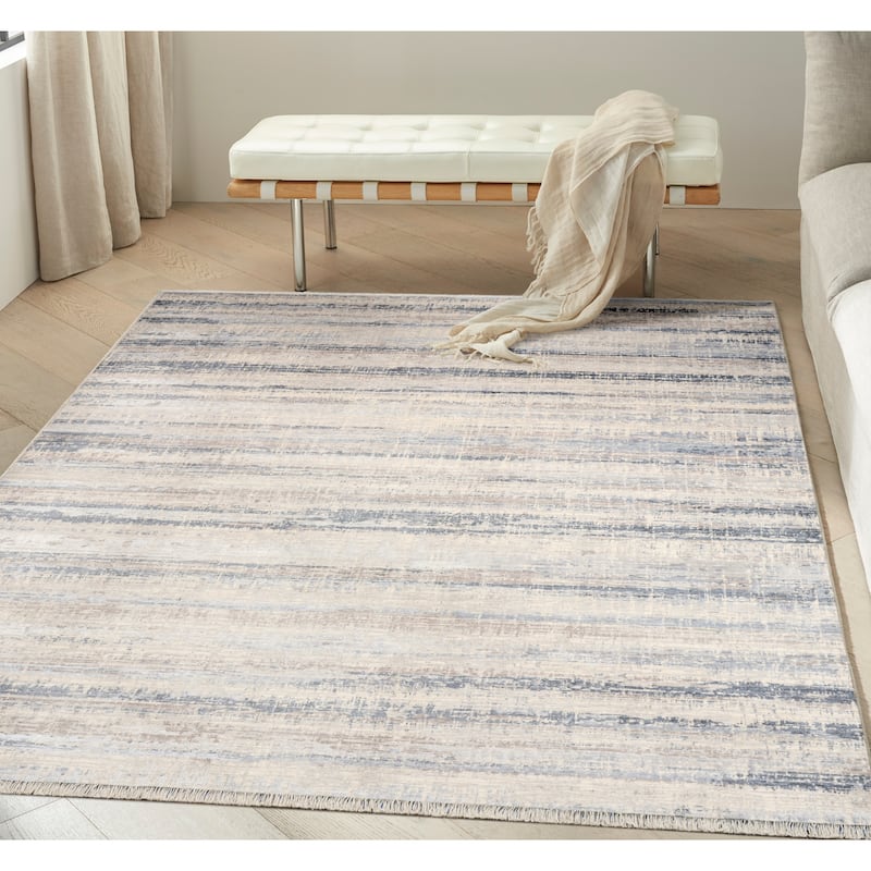 Calvin Klein CK089 Drift Indoor only Abstract Area Rug - Blue - 7'10" x 10'2"
