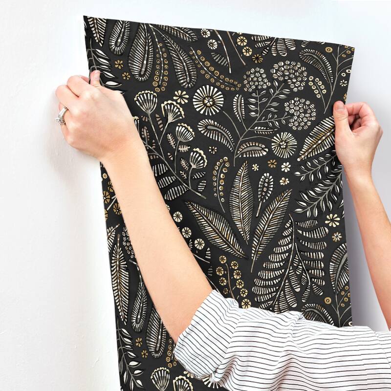 A-Street Prints Briar Black Floral Wallpaper