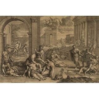 Shop A Flying Angel Spreads Gods Destruction Over Classical Setting In The Foreground Among The Dying People And Animals Is A Small F Overstock 24378996