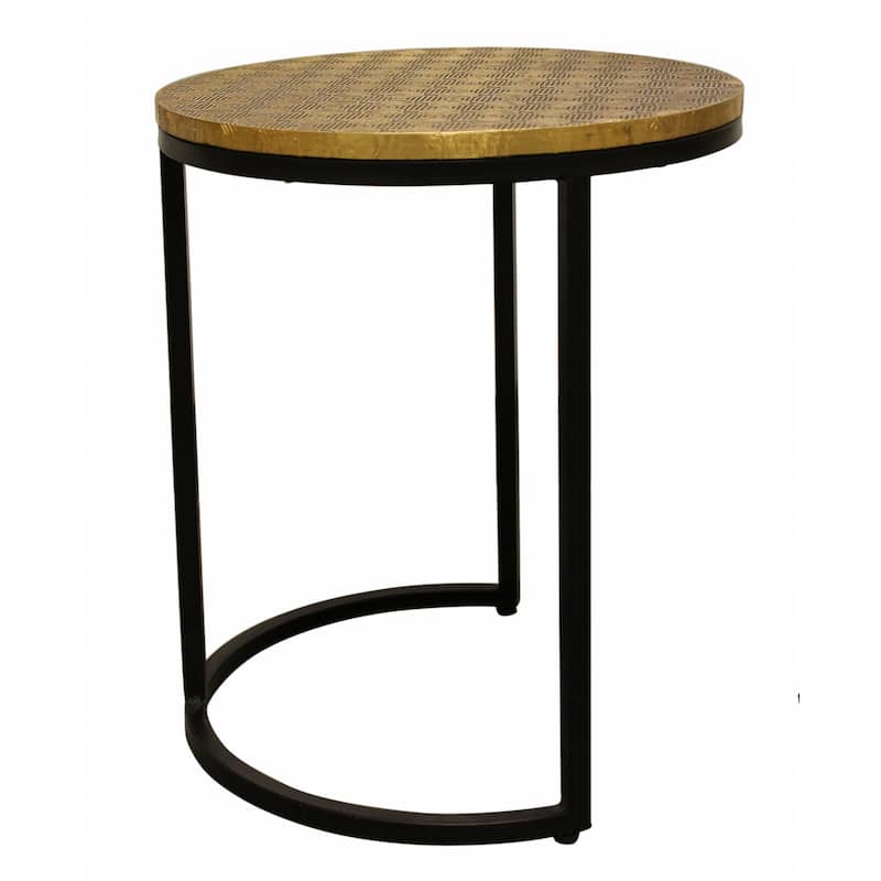 HomeRoots Set Of Three 19" Black And Brass Round Nested Tables - 18