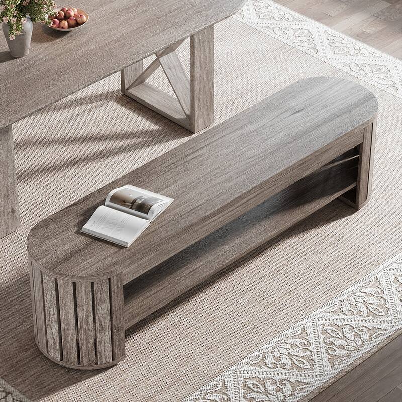 Wood Dining Bench, Entryway Kitchen Seat, Dining/Living Room Home Office Accent Bench - Grey
