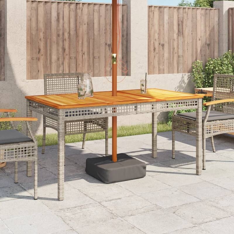 vidaXL Patio Table Furniture Outdoor Garden Backyard Poly Rattan Acacia Wood