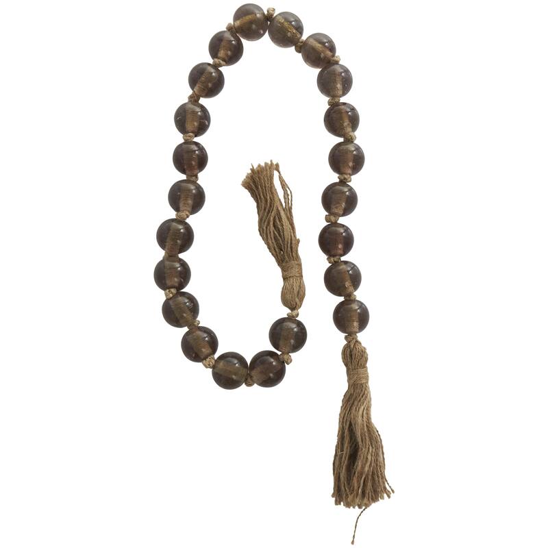 Glass Handmade Round Beaded Garland with Tassel with Knotted Brown Jute - Roche River Decor