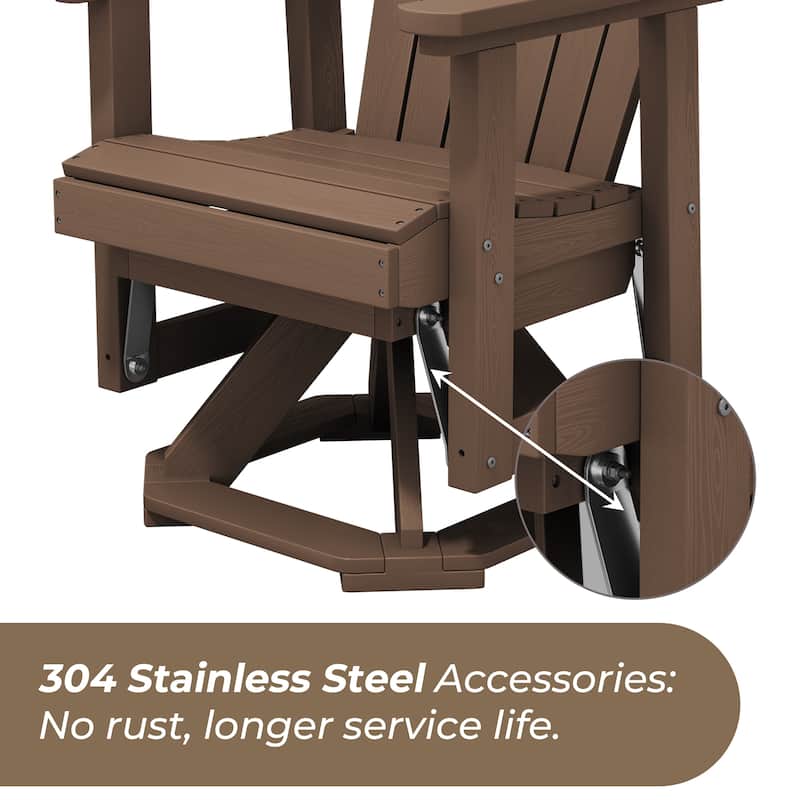 Set of 2 HDPE Adirondack Swivel Gliders, Outdoor Patio Chair Set