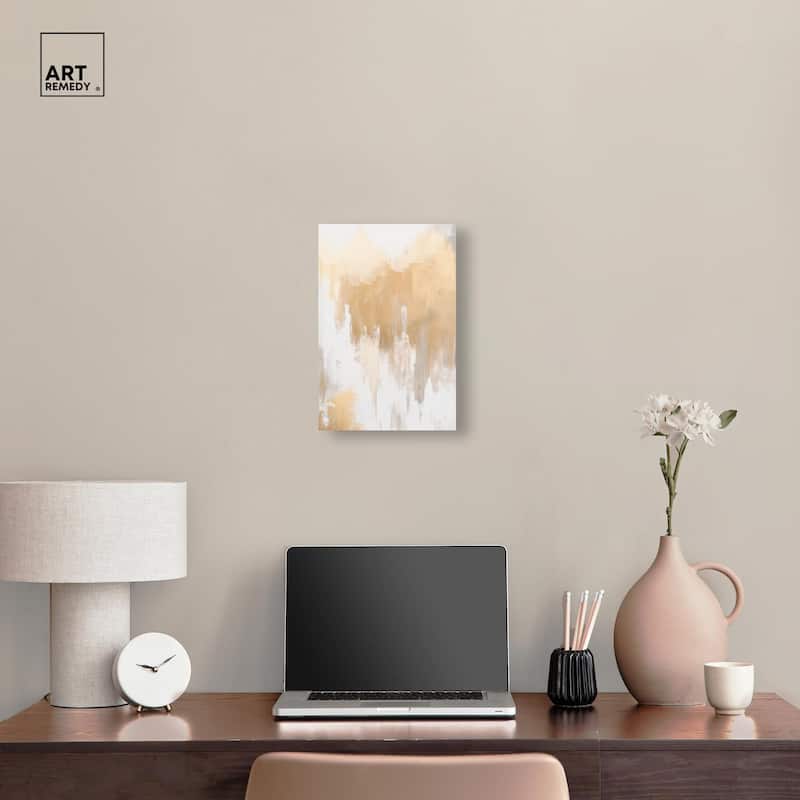 Soft Grey Glam Gold Canvas by Art Remedy, Gallery Wrapped