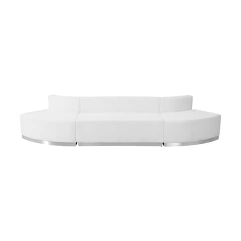 Offex 3 Piece Contemporary Melrose White Leather Reception Configuration [OFX-237254-FF]