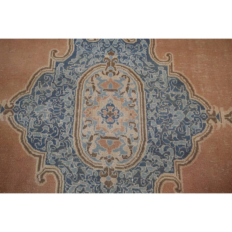 Kerman Vintage Persian Area Rug Handmade Wool Carpet - 9'5" x 12'11"