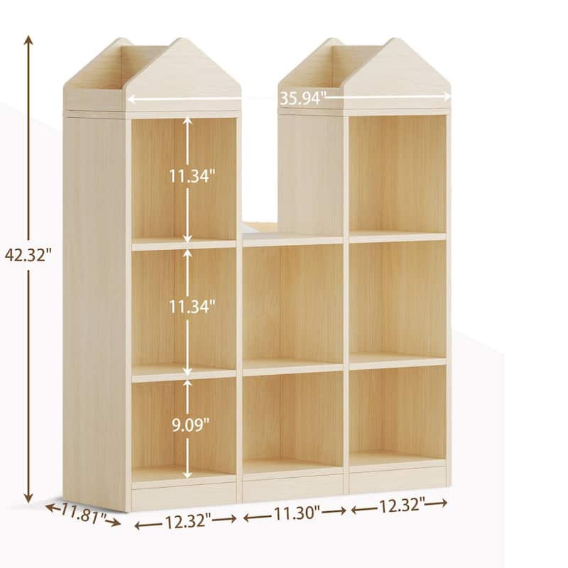 8-Cubby Kids Bookshelf Wooden Storage Cabinet for Boys Girls
