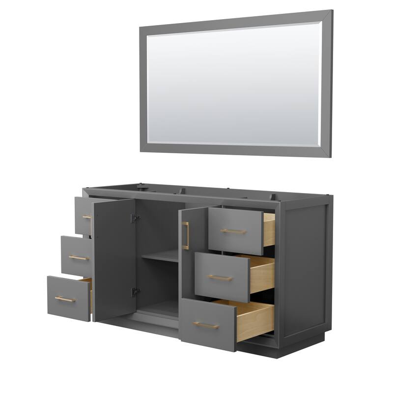 Strada 60-Inch Single Vanity Cabinet, 58-Inch Mirror