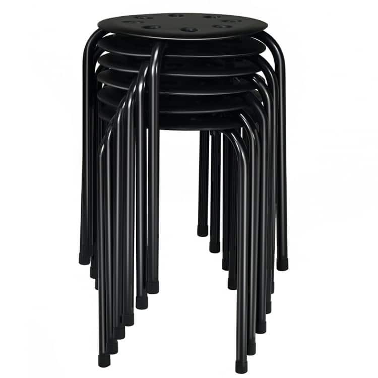 Set of 6 Portable Plastic Stack Stools - 14.5" x 14.5" x 17.5" (L x W x H)