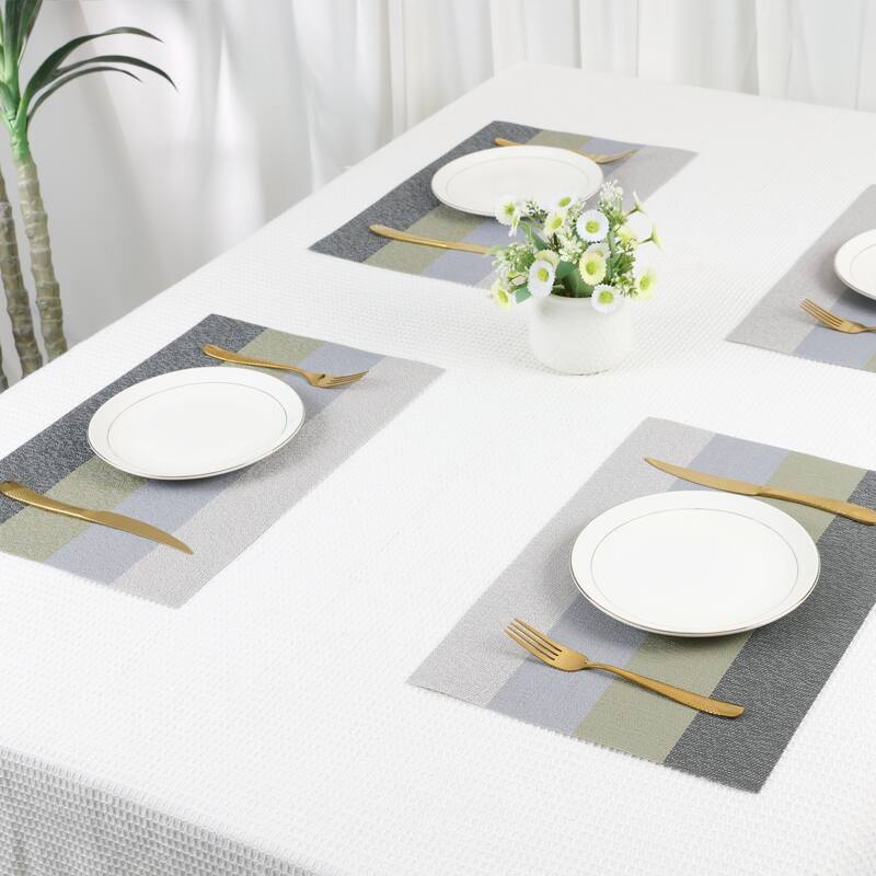 6 Pack Rectangle PVC Placemats for Kitchen Dining Table Decor Heat Resistant Table Placemats Wipeable Table Mat - 18*12in