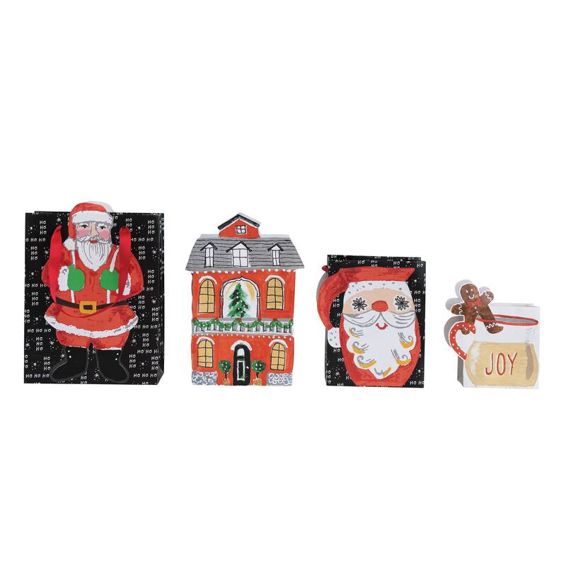Printed Recycled Paper Gift Bags, Set of 4