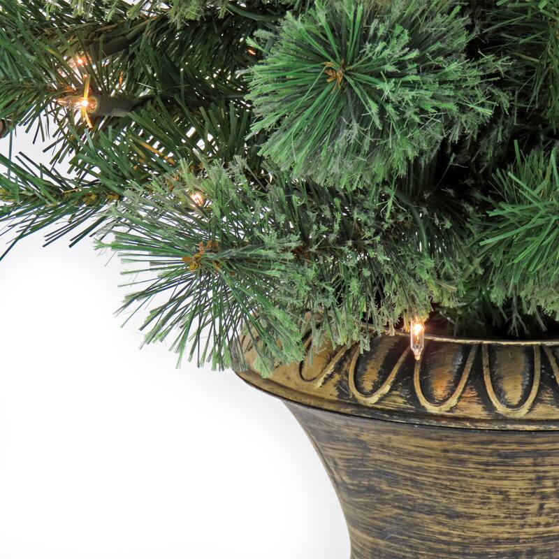 National Tree Company 4.5 ft. Cone & Berry Entrance Tree with Clear Lights - 4.5 Foot