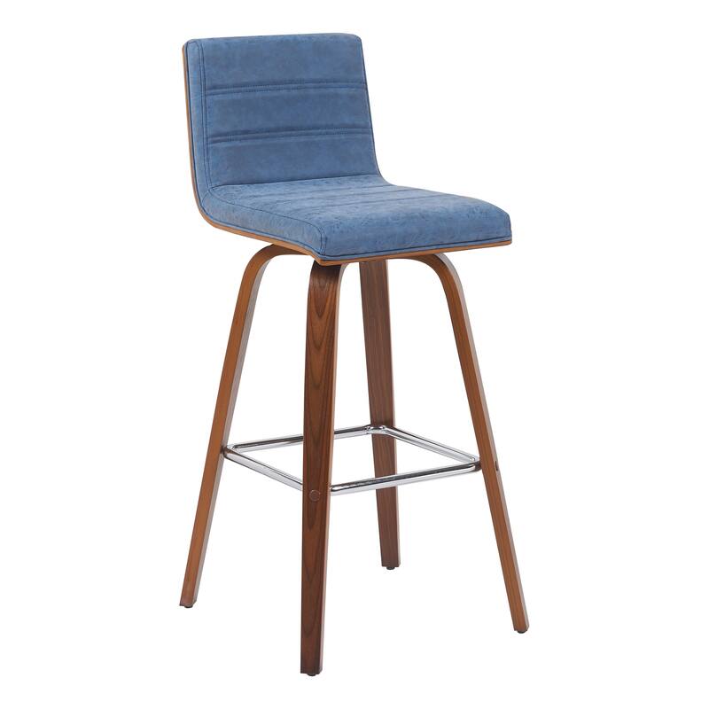 Skara Swivel Bar Stool, Upholstered Bar Height Chair with Bentwood Frame