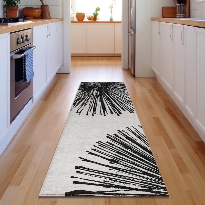 Premium Washable Super Soft Abstract Blast Mayfield Rug - Black - 2' 3" x 7' 6" - Runner