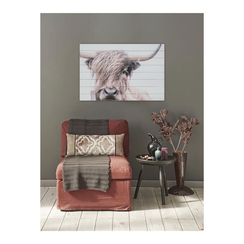"Highland Cow" Photograph Print on Planked Wood Wall Art