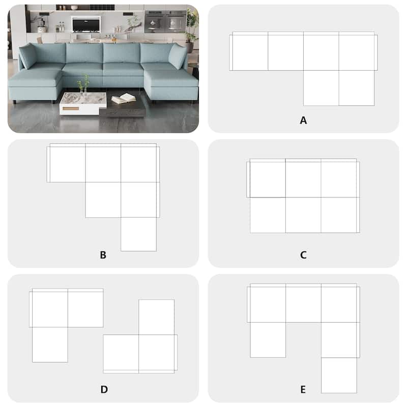 68" L-Shaped 6-Seater Modular Sofa with Storage