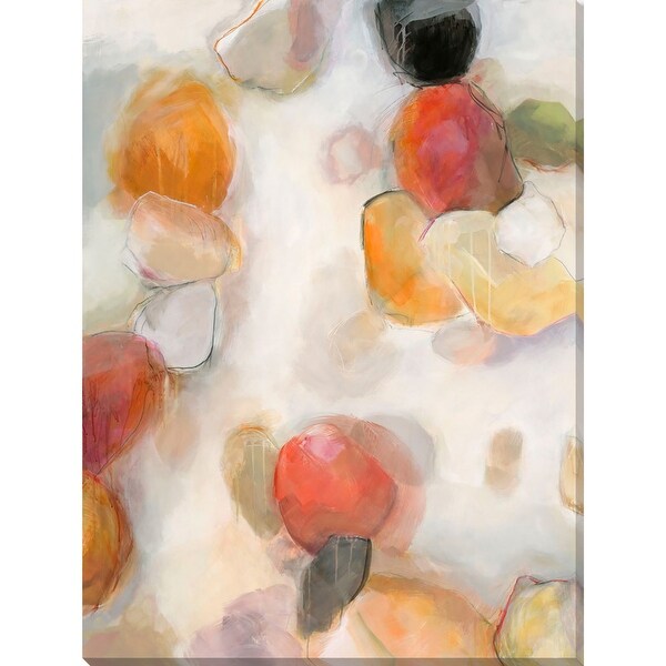 Ivory and Orange Contemporary Style Rectangular Canvas Wall Art Decor 18" x 14" - N/A