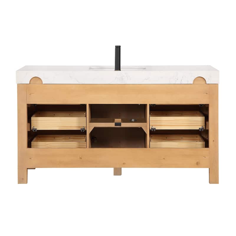 Leon 60 in. Single Bathroom Vanity with Composite Stone Top