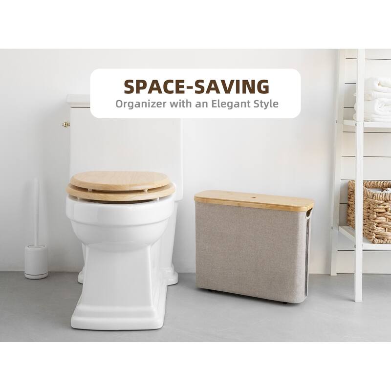 Freestanding Toilet Paper Holder for 9 Mega Rolls, Bathroom Storage Basket With Side Window - 17.5"L x 6"W x 13.75"H