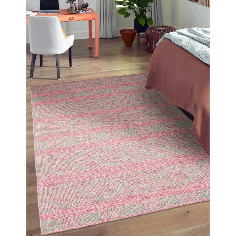 ECARPETGALLERY Braid weave Sienna Pink Wool Rug - 4'10 x 8'2