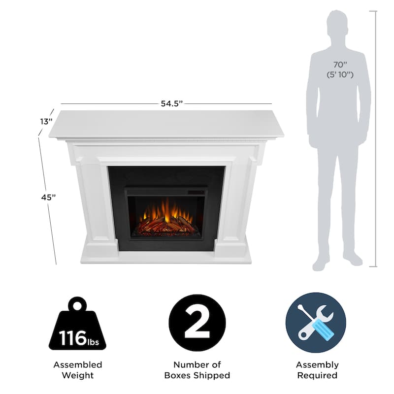 Thayer 55" White Electric Fireplace by Real Flame