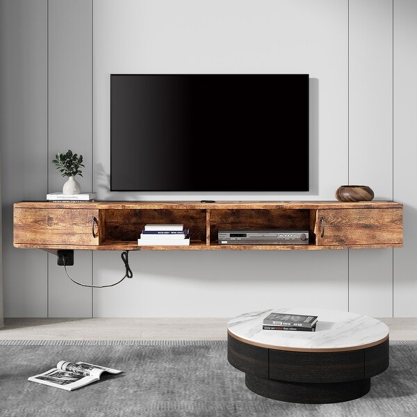 Fitueyes floating tv shelf wall mounted media console entertainment storage shelf modern tv stand ds211801wb sale