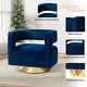 preview thumbnail 6 of 12, Carisa Modern Upholstered Swivel Comfy Open-Back Barrel Chair with Golden Base by HULALA HOME