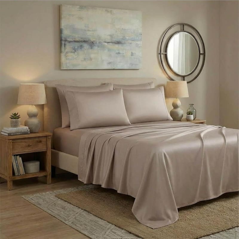 Thomasville 1500 Thread Count Beige Piece Premium Cotton Rich Sateen Sheet Set