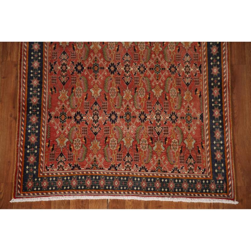 Shiraz Kashkoli Persian Vintage Runner Rug Handmade Wool Carpet - 3'3"x 9'9"