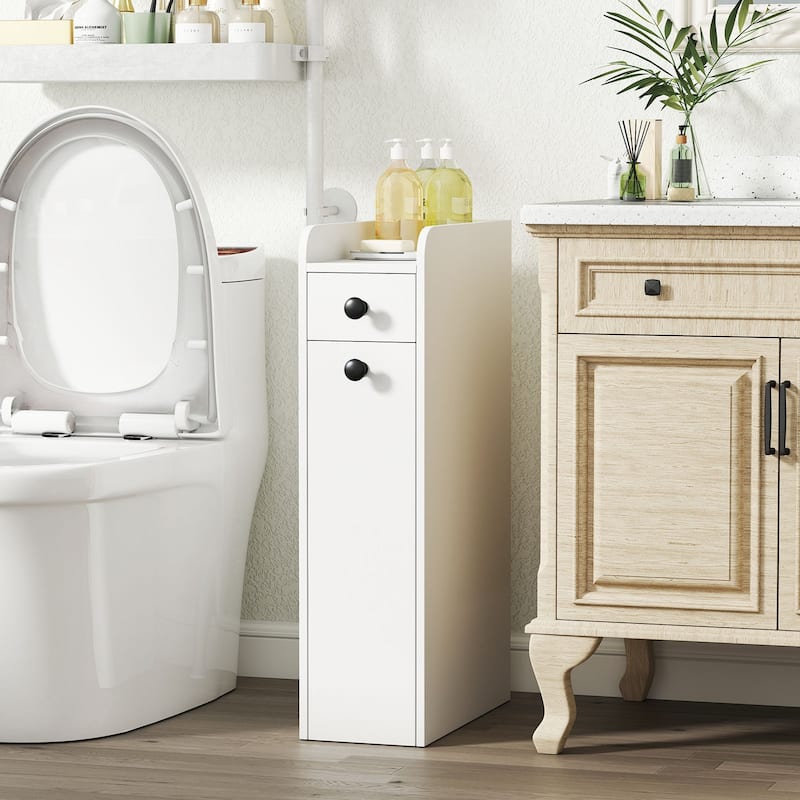 Gymax Small Bathroom Storage Cabinet 4-Tier Narrow Toilet Side Storage