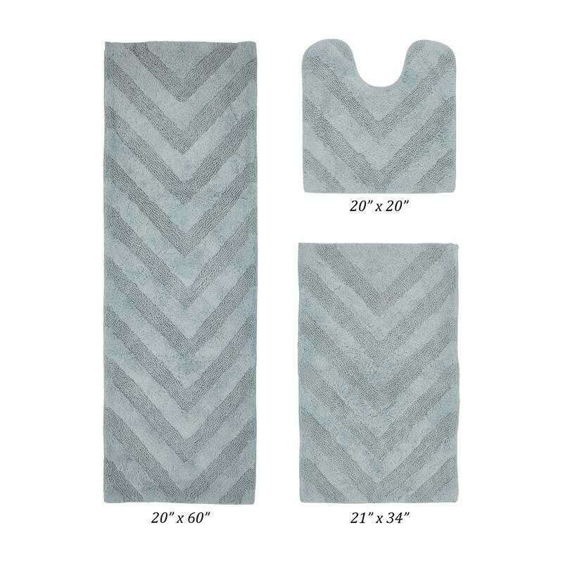 Better Trends Bathroom Rug Set 100% Cotton Tufted Water Absorbent Bath Rug for Shower, Sink Mats Machine Wash Hugo Collection