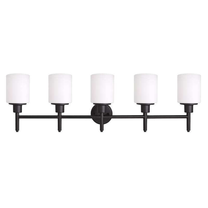 Aubrey Matte Black Dimmable 5-Light Vanity Light - Matte Black