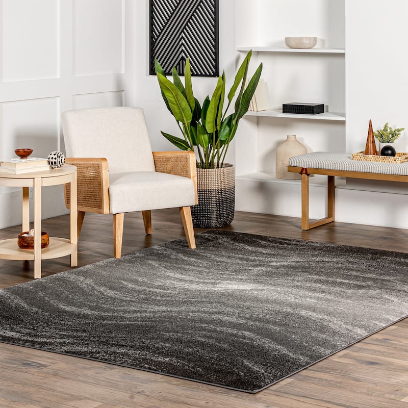 Nuloom Julene Abstract Waves Area Rug - 5' x 8' - Charcoal - Rectangle