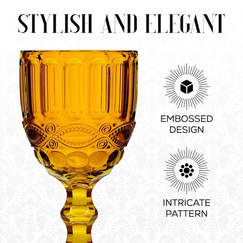 Elle Decor Set of 6 Colored Vintage Wine Glasses - 8.4 oz.