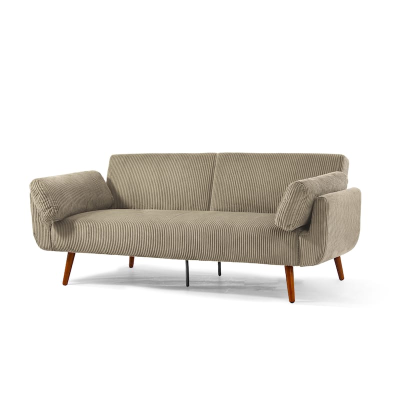 73.5 Inch Futon Sofa Bed Convertible Upholstered Couch Sleeper - Khaki