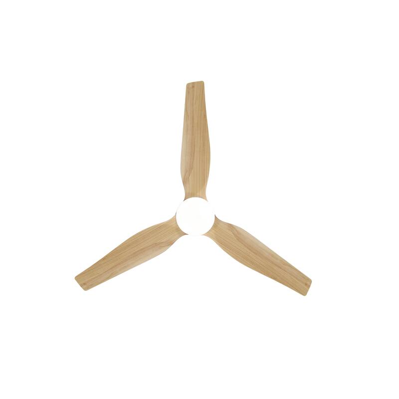 MLiAN 52 In. 3 Solid Wood Blades Flush Mount Ceiling Fan with Light Kit - 52"