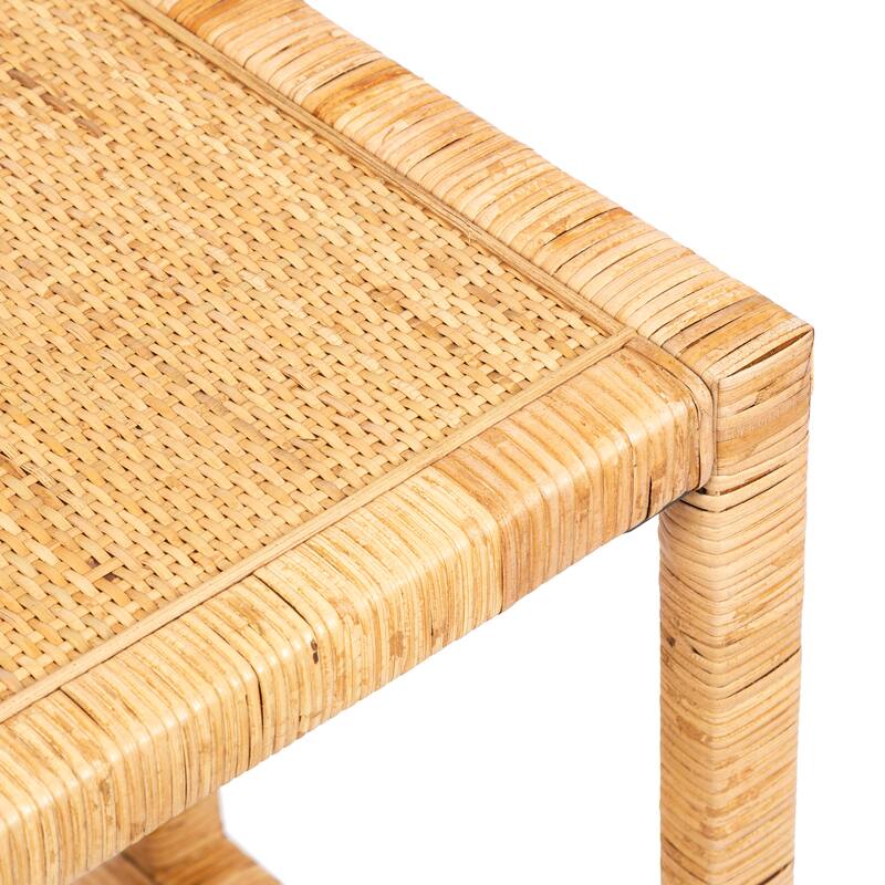 Kate and Laurel Rafina Rattan Rectangle Side Table - 14x22x24