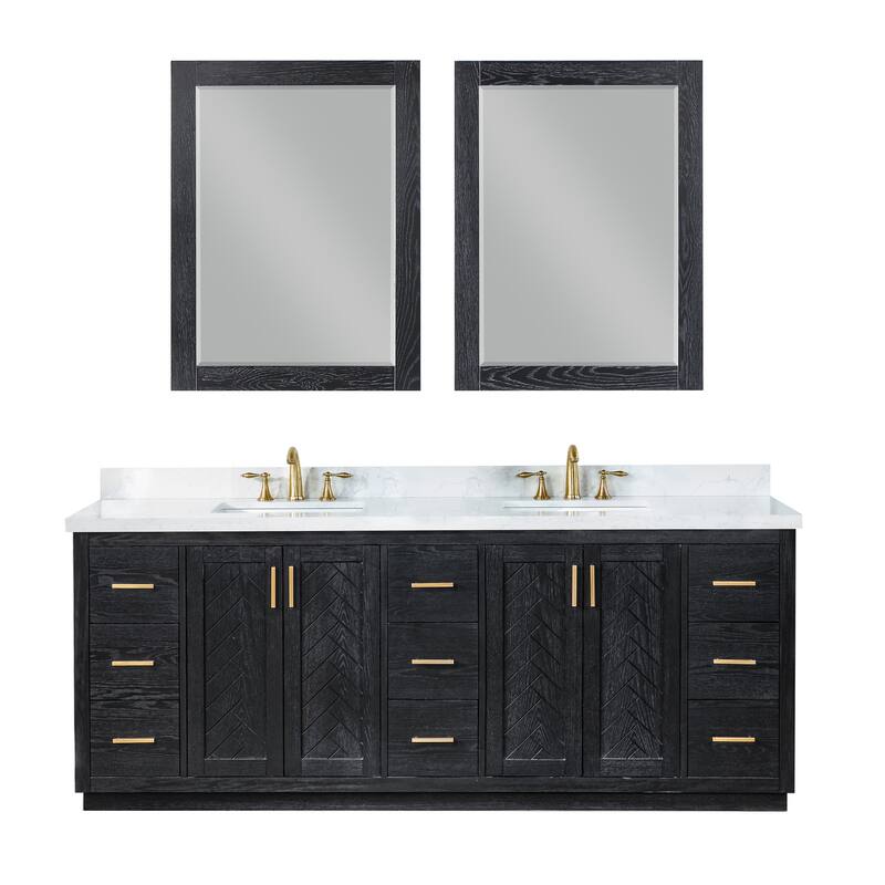 Altair Gazsi Bathroom Vanity with Composite Stone Countertop with Mirror