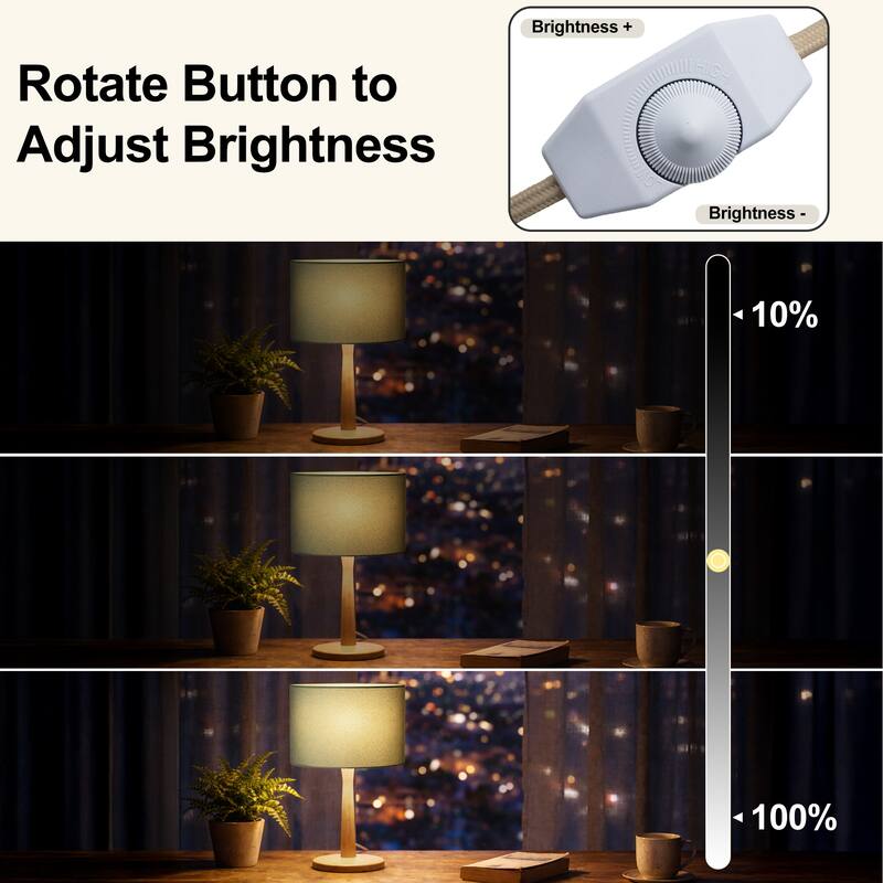 16.3 in. Modern Natural Wood Table Lamp with Linen Fabric Shade